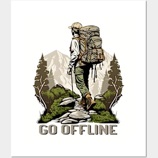 Trailblazing Adventures Go Offline Mountain Hiking Scene Posters and Art
